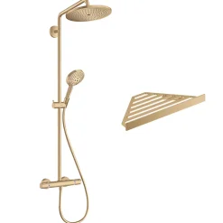 Colonne de douche thermostatique HANSGROHE Croma Select S 280 bronze brossé + tablette AddStoris