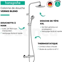 Colonne de douche thermostatique HANSGROHE Vernis Blend 200 chromé