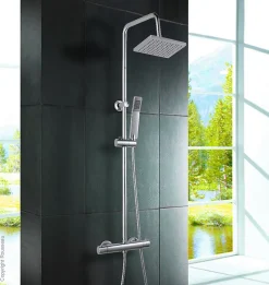 Colonne de douche thermostatique chrome, Edouard Rousseau Nessy