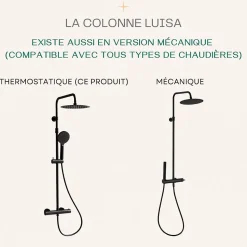 Colonne de douche thermostatique noir Essebagno Luisa