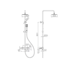 Colonne de douche thermostatique acier et laiton finition blanche avec douchette extensible