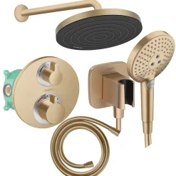 Colonne de douche thermostatique HANSGROHE Ecostat S Douche de tête Pulsify S Flexible Isiflex Douchette Raindance Select S bronze