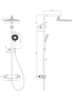 Colonne de douche thermostatique noire, Edouard Rousseau Hoop