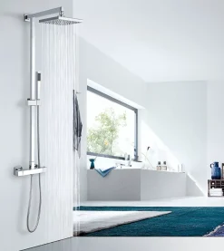 Colonne de douche thermostatique acier inox, tête de douche 35x35cm - 110x15cm - SEDAL 8921 BASIC 35x35cm