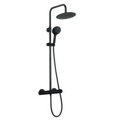 Colonne de douche thermostatique avec pommeau et douchette 3 jets, noir, Kramer Saro