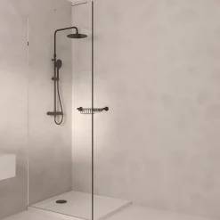 Colonne de douche thermostatique avec pommeau et douchette 3 jets, noir, Kramer Saro