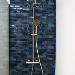 Colonne de douche thermostatique or brossé Essebagno Luisa