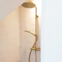 Colonne de douche thermostatique or brossé Essebagno Luisa