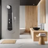 Colonne de douche thermostatique avec tablettes, pomme de tête, douchette et flexible, noir, Valentin Nautilus