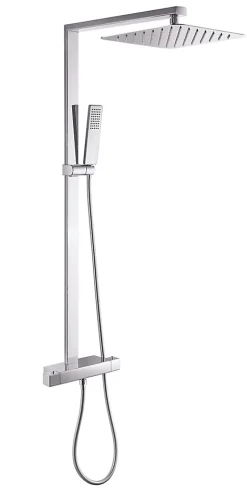 Colonne de douche thermostatique acier inox + pommeau 20x20cm - 112,5x50cm - NT6705C 20x20cm