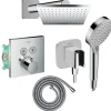 Colonne de douche thermostatique HANSGROHE ShowerSelect E Douche de tête Vernis Shape Flexible Metaflex Douchette Vernis B chromé