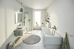 Colonne de douche thermostatique avec douchette + pommeau + flexible + barre, noir, Grohe Vitalio Start 250