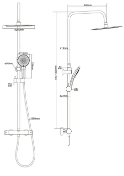 Colonne de douche thermostatique chrome, Edouard Rousseau Ars