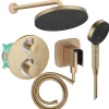 Colonne de douche thermostatique HANSGROHE Ecostat S Douche de tête Pulsify S Flexible Isiflex Douchette Pulsify bronze brossé