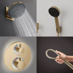 Colonne de douche thermostatique HANSGROHE Ecostat S Douche de tête Pulsify S Flexible Isiflex Douchette Pulsify bronze brossé