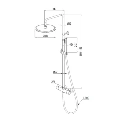 Colonne de douche thermostatique corps froid noir Essebagno Delice II