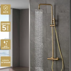 Colonne de Douche Thermostatique Anti-Calcaire Or Brossé IMEX MONZA BTD038/OC