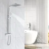 Colonne de Douche Thermostatique, avec Mitigeur Réglable Hauteur, Argentée