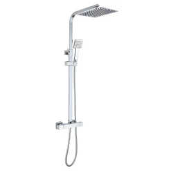 Colonne de Douche Thermostatique, avec Mitigeur Réglable Hauteur, Argentée