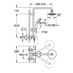 Colonne de douche thermostatique Grohe Vitalio Star System 160