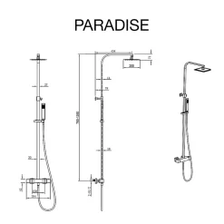 Colonne de douche thermostatique avec barre extensible SKY BATH noir mat Inox S304 série PARADISE