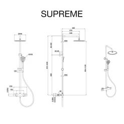 Colonne de douche thermostatique avec barre extensible SKY BATH or brossé Inox S304 série SUPREME