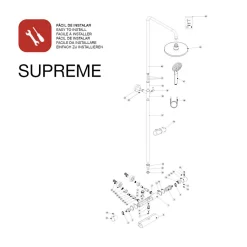 Colonne de douche thermostatique avec barre extensible SKY BATH or brossé Inox S304 série SUPREME