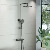 Colonne de douche thermostatique murale Noire mat 30x44x87-132cm (LxPxH) hauteur réglable - 4011 PRO