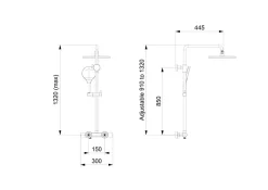 Colonne de douche thermostatique murale Noire mat 30x44x87-132cm (LxPxH) hauteur réglable - 4011 PRO
