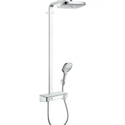 Colonne de douche thermostatique HANSGROHE Raindance Select E 300 EcoSmart avec mitigeur 30 cm chromé + tablette AddStoris
