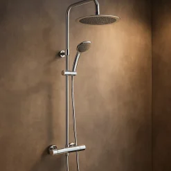 Colonne de douche thermostatique chrome et blanc Essebagno Color
