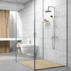 Colonne de douche thermostatique chrome et blanc Essebagno Color