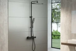 Colonne de douche thermostatique murale Noire mat 30x29x84-128cm (LxPxH) hauteur réglable - 3011 PRO