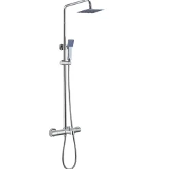 Colonne de douche thermostatique GAS carrée extra-longue, 100-150 cm, finition chrome poli, en laiton Kibath