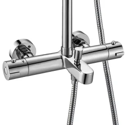 Colonne de douche thermostatique GAS carrée extra-longue, 100-150 cm, finition chrome poli, en laiton Kibath