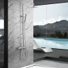 Colonne de douche thermostatique chromee acier et laiton avec douchette extensible