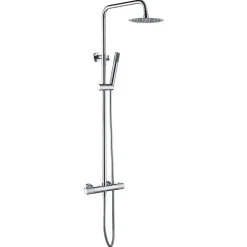 Colonne de douche thermostatique chromee acier et laiton avec douchette extensible