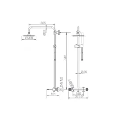 Colonne de douche thermostatique chromee acier et laiton avec douchette extensible