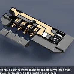 Colonne de Douche Thermostatique avec Étagère Jet Pluie et Cascade Hauteur Réglable 800-1000 mm Verre et Laiton Gris anthracite