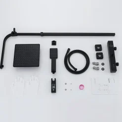 Colonne de Douche Thermostatique Noir 38C Systeme de Douche en Acier Inox Hauteur Reglable 855 a 1105 mm avec Douchette