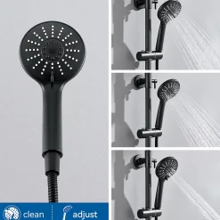 Colonne de Douche Thermostatique 3 Fonctions, Auralum MAX Ensemble de Douche Noir, Douche avec Tête de Douche de 9 pouces