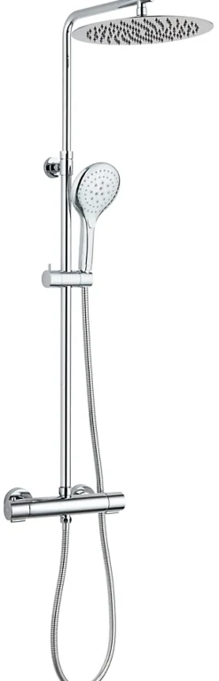Colonne de douche thermostatique avec pommeau + douchette 3 jets + flexible + barre réglable, chrome, Edouard Rousseau Akame