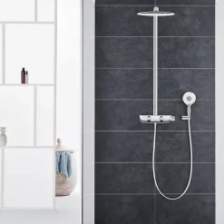 Colonne de douche thermostatique GROHE Rainshower System SmartControl Mono 360 Blanc/chromé + Panier douche Start Cube