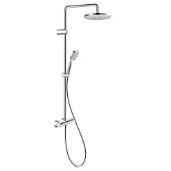Colonne de douche thermostatique murale Chrome 30x48x112cm (LxPxH) hauteur réglable, pomme + pommeau douche rond