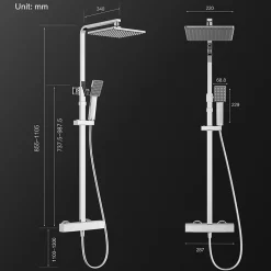 Colonne de Douche Thermostatique, Ensemble de Douche Réglable en Hauteur, Système de douche en Laiton, Ensemble de Douche Mural
