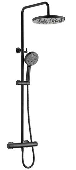 Colonne de douche thermostatique noire, Edouard Rousseau Stats