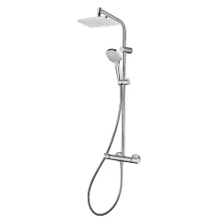 Colonne de douche thermostatique avec pommeau + douchette + flexible + barre réglable, chrome, Hansgrohe Myselect 240 SoftCube