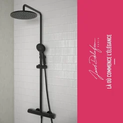 Colonne de douche thermostatique JACOB DELAFON Juliette noir mat