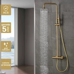 Colonne de Douche Thermostatique Anti-Calcaire Or Brossé IMEX MONZA BTM039/OC