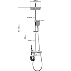 Colonne de Douche Thermostatique avec Étagère Jet Pluie et Cascade Hauteur Réglable 800-1000 mm Verre et Laiton Chromé